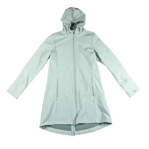 Cloudve Light Gray Patterned Hooded Softshell Jacket Long Sleeve Full Zip Medium